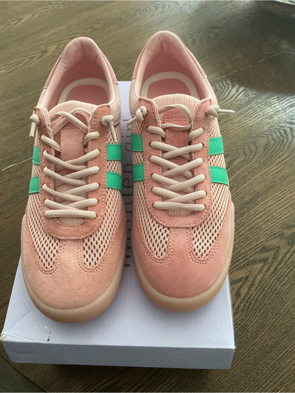 Steve Madden Pink Suede & Mesh Sneakers with Mint Stripes
